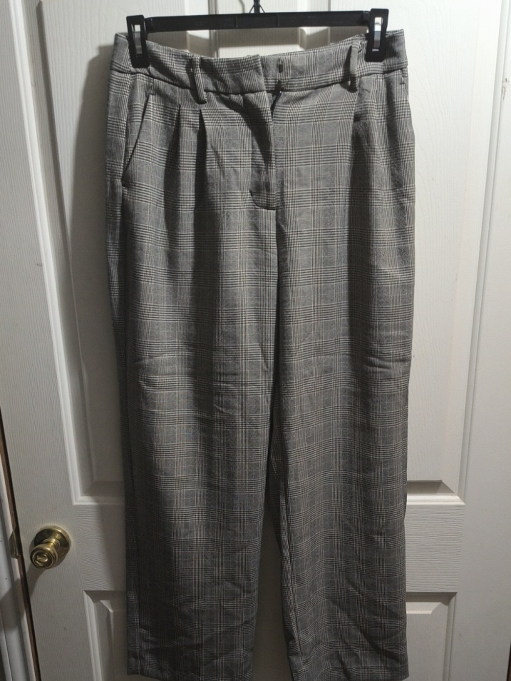 Nine West Black and White Glen Plaid Wide-Leg Pants - Picture 1 of 3